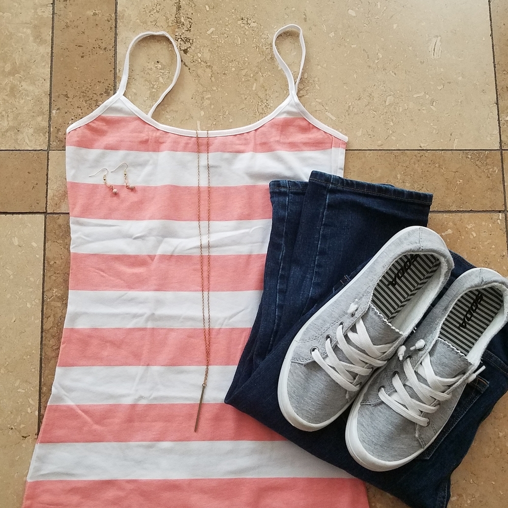 Pink and white stripe cami